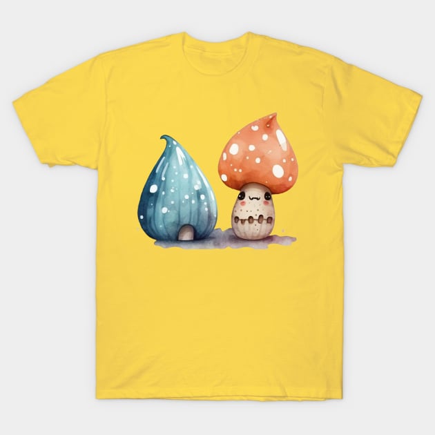Cute Cartoon Mushroom Five Design T-Shirt by Happii Pink